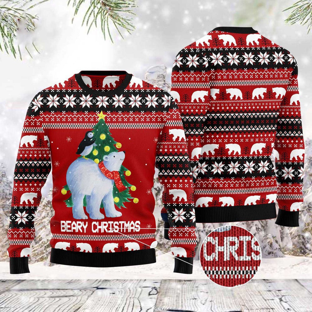 Polar Bear Beary Xmas Ugly Christmas Sweater Funny Ugly Christmas Sweater Best Christmas Gifts