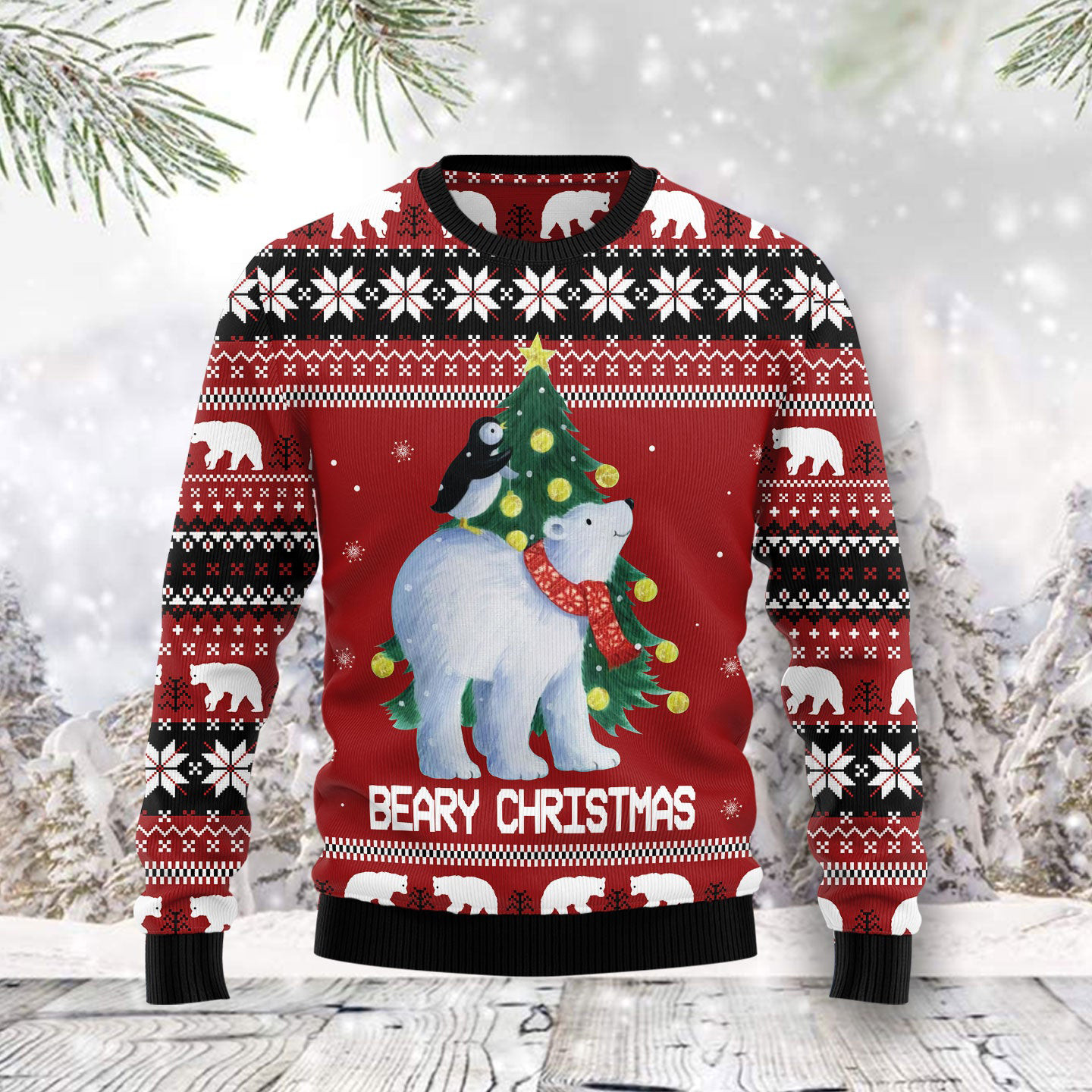 Polar Bear Beary Xmas Ugly Christmas Sweater Winter Clothing Polar Bear Lover Christmas Gifts