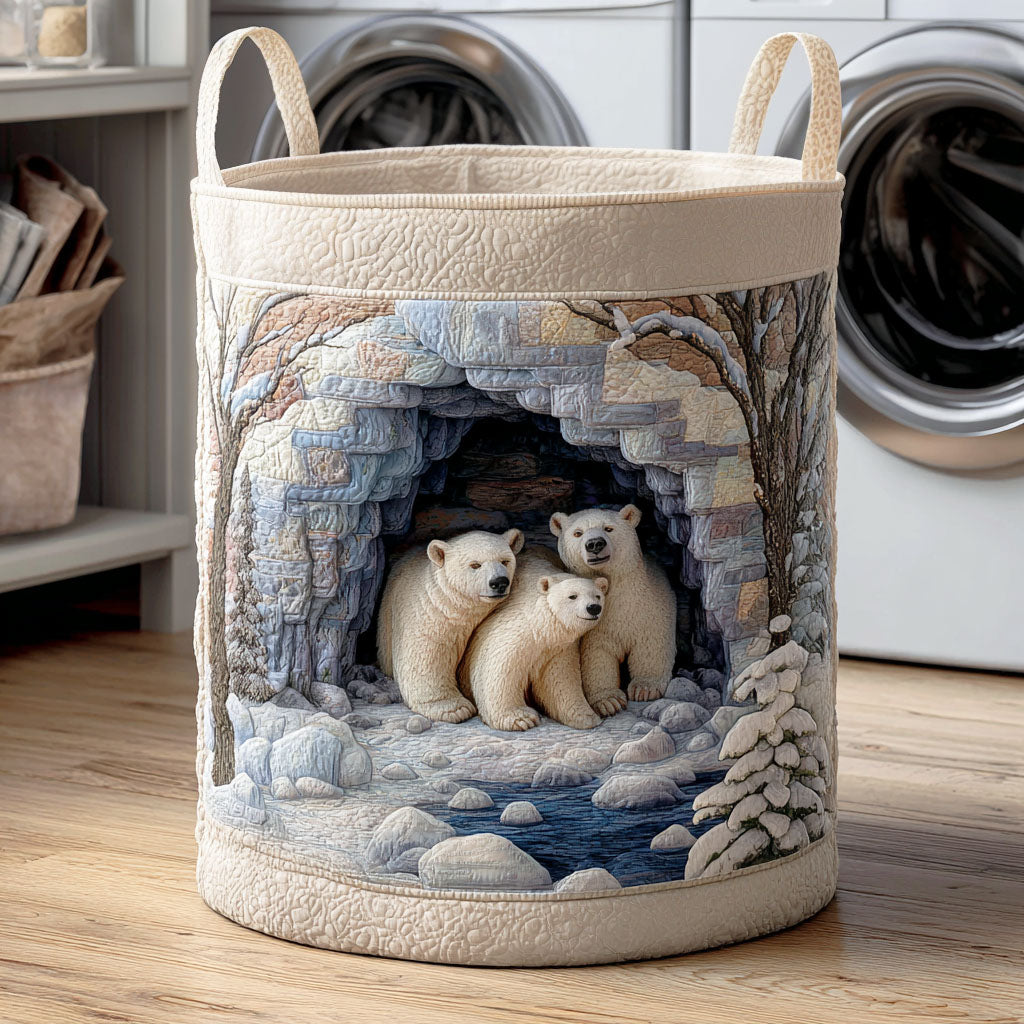 Polar Bear Den Quilted Laundry Basket Merch For Her