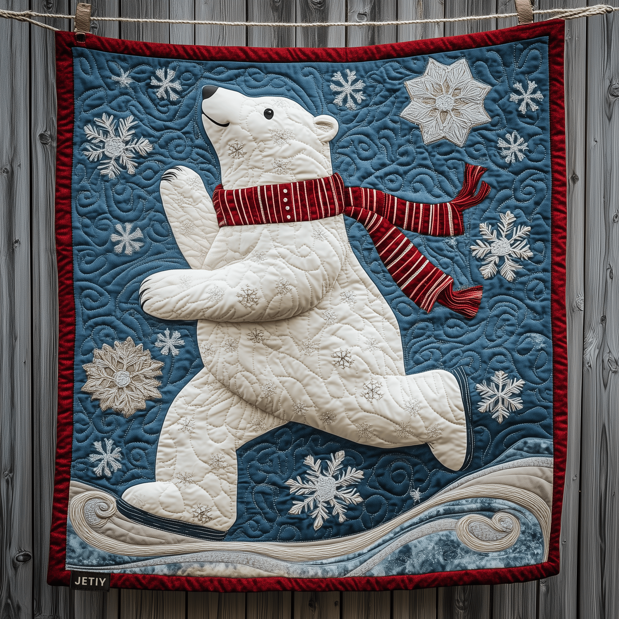 Polar Bear Ice Skating Quilted Blanket Christmas Throw Blanket Romantic Christmas Gifts