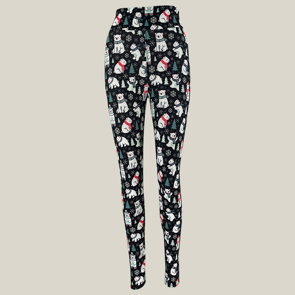 Polar Bear Parade Leggings Cartoon Themed Women's Yoga Leggings Bear Lover Gifts