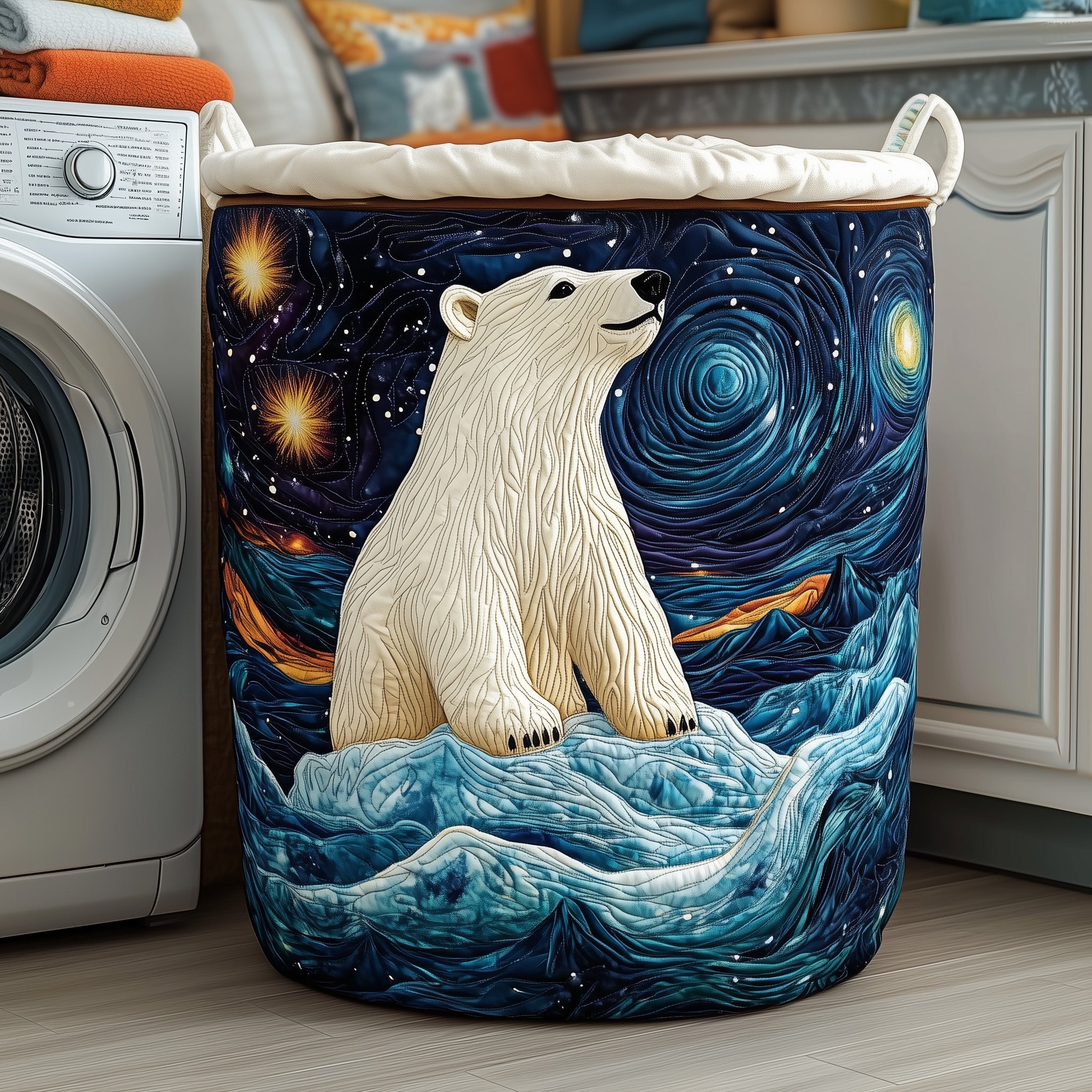 Polar Bear Quilted Laundry Basket Holiday Season Merch