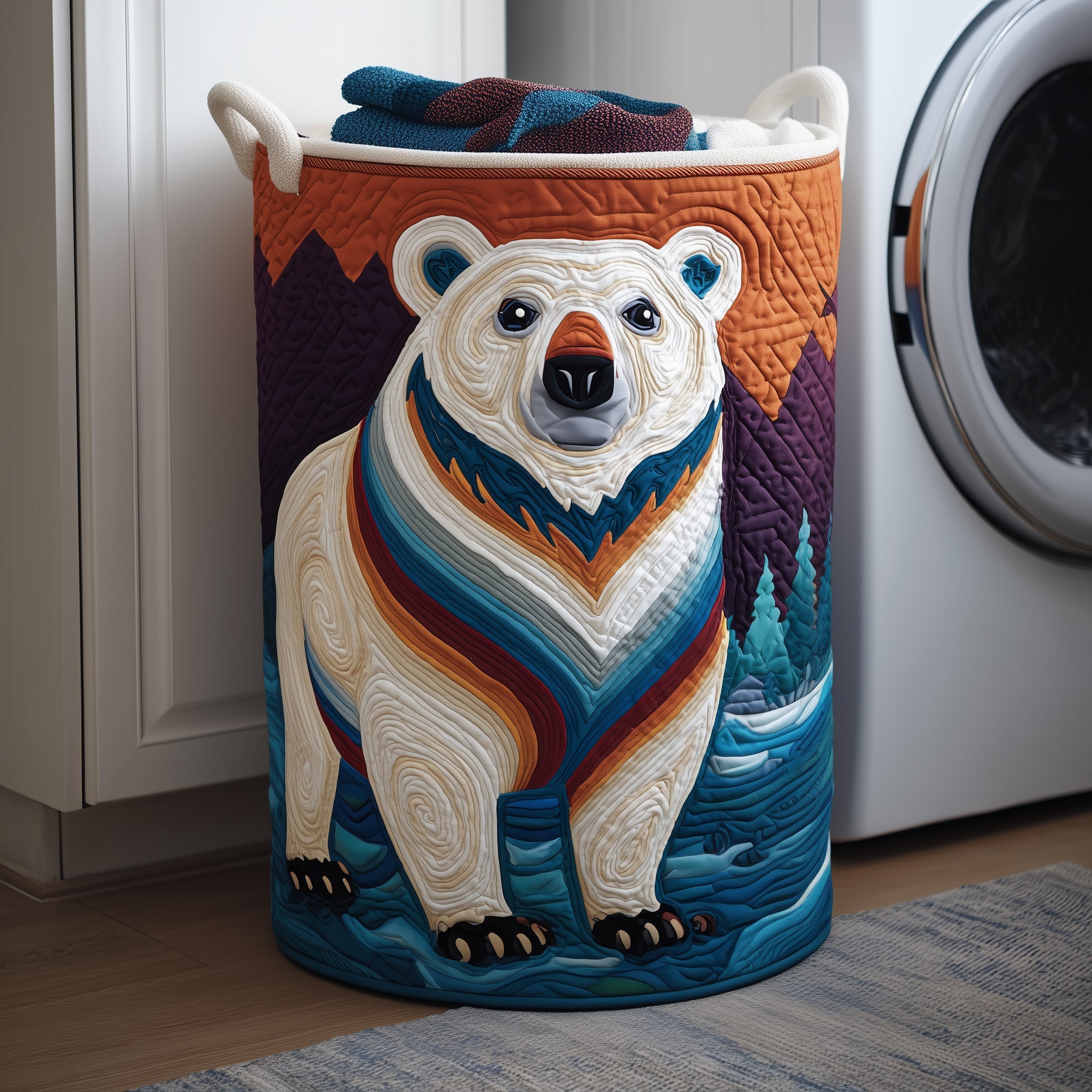 Polar Bear Quilted Laundry Basket Unique Bear Gifts