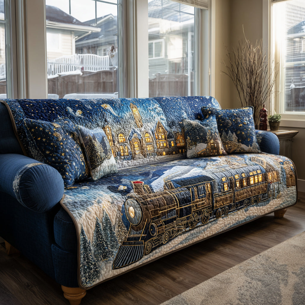 Polar Express Quilted Sofa Cover Christmas Sofa Cover Best Christmas Gift Ideas 