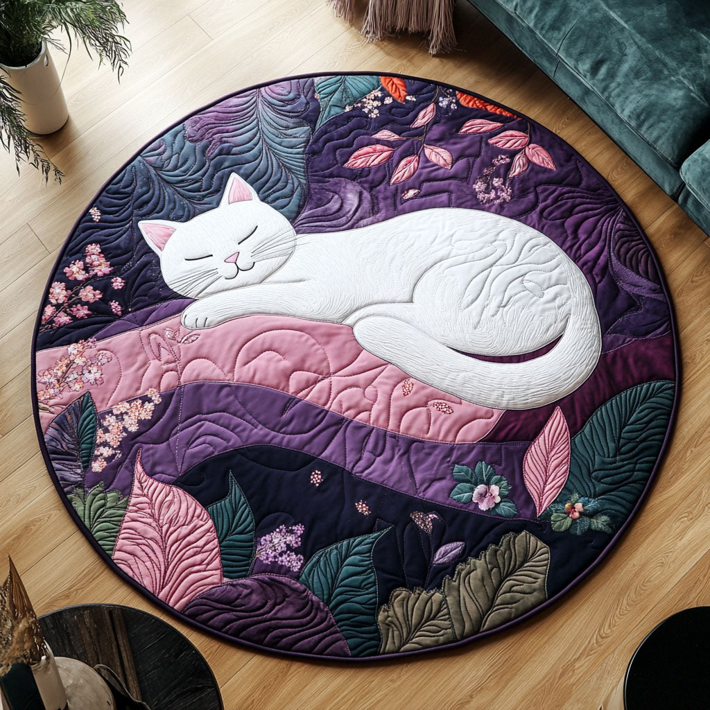 Polar Grace Quilted Round Mat Entryway Decor Gift Ideas For Cat Lovers