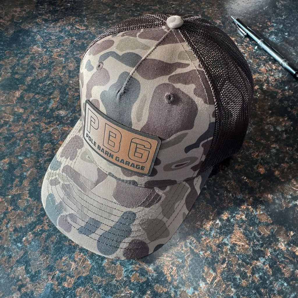 Pole Barn Garage Merch 2026 PBG Camo Trucker Hat Father's Day Gifts For Husband