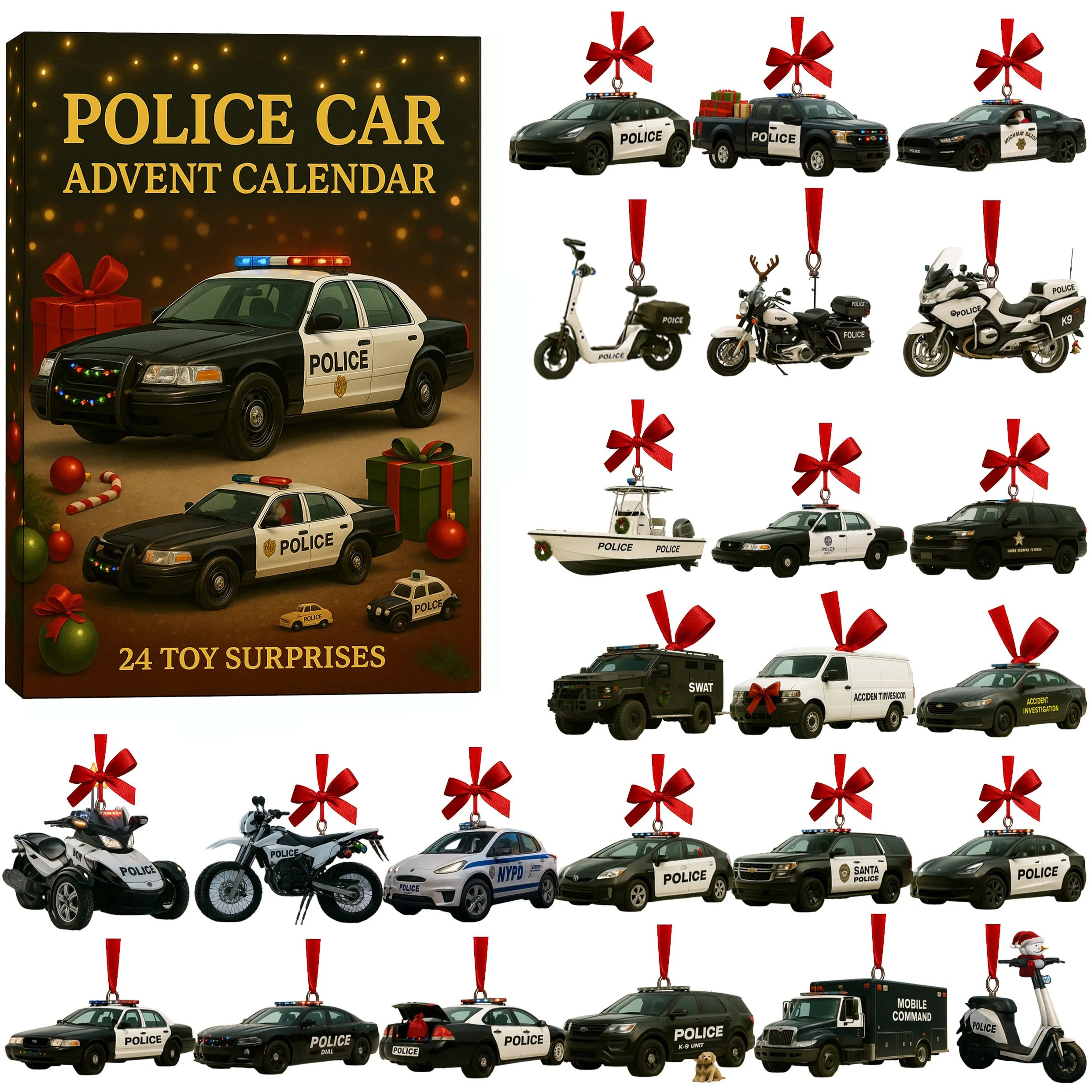 Police Car Advent Calendar Christmas Decor Xmas Countdown Calendar Cool Xmas Gifts