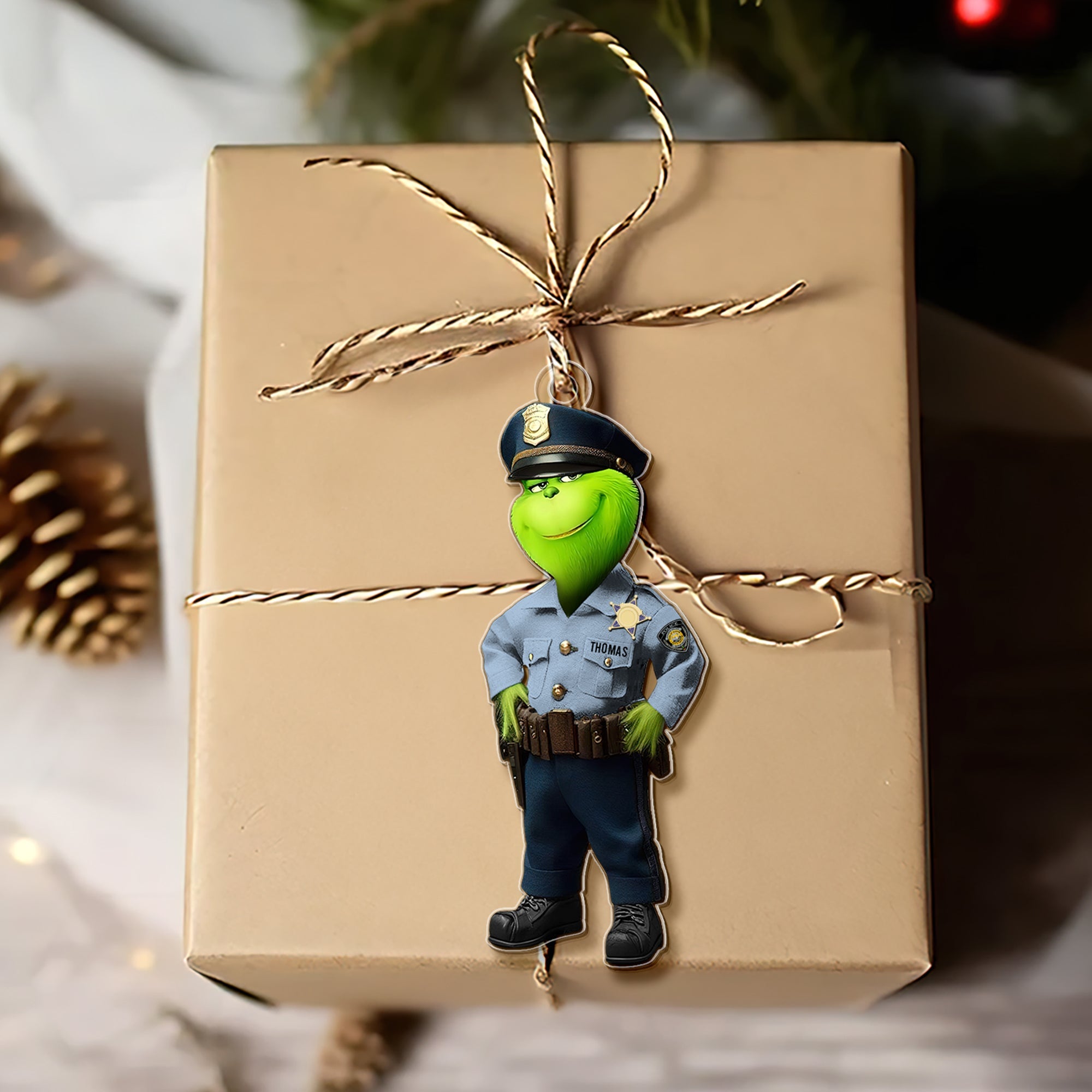 Police Christmas Ornament - Green Monster - Personalized Gifts For Police Officer Ornament, Law Enforcement - Ornament - - Christmas Ornament Gift Idea