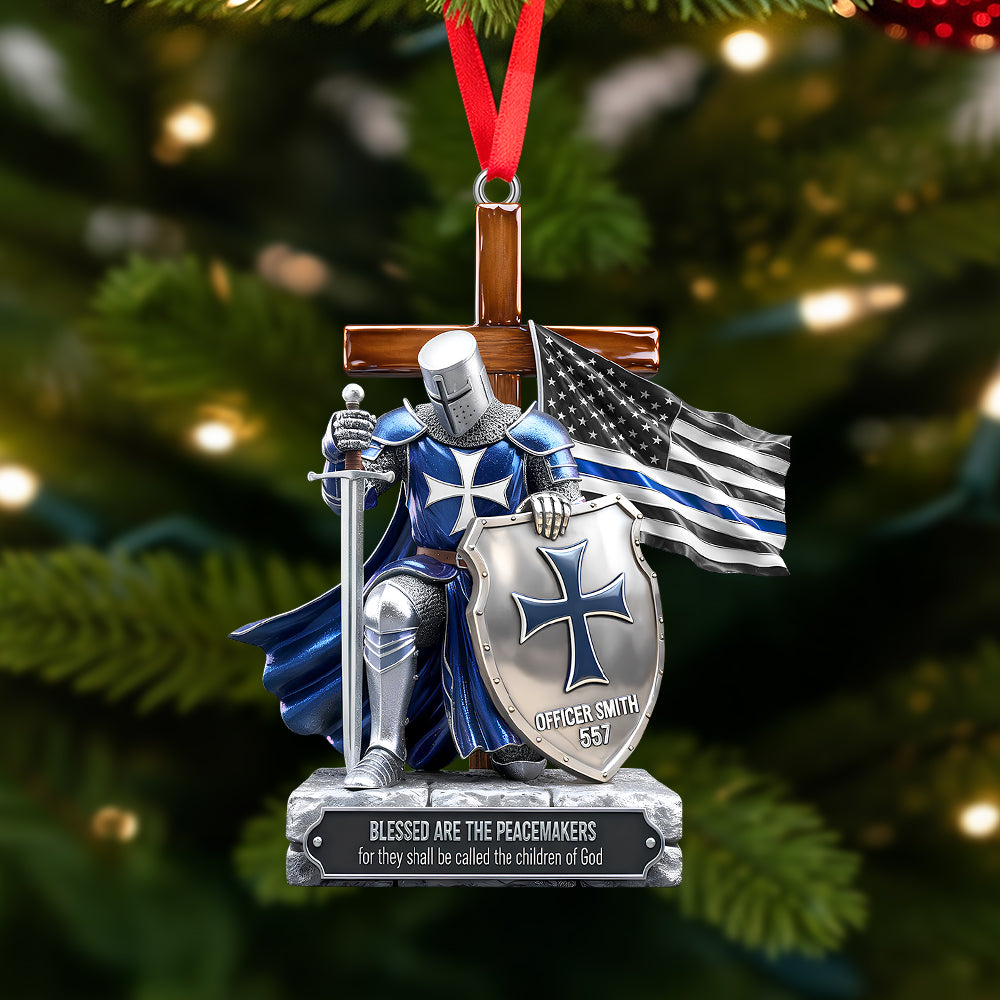 Police Knight Under God Ornament, Personalized Gifts For Police Officer, Captain, Sheriff,... - Festive Holiday Keepsake Gift