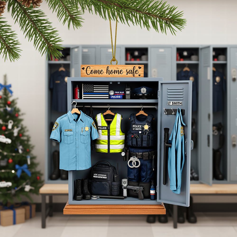 Police Locker Acrylic Ornament - Personalized Christmas Gifts For Officers - Holiday Season Gift Idea