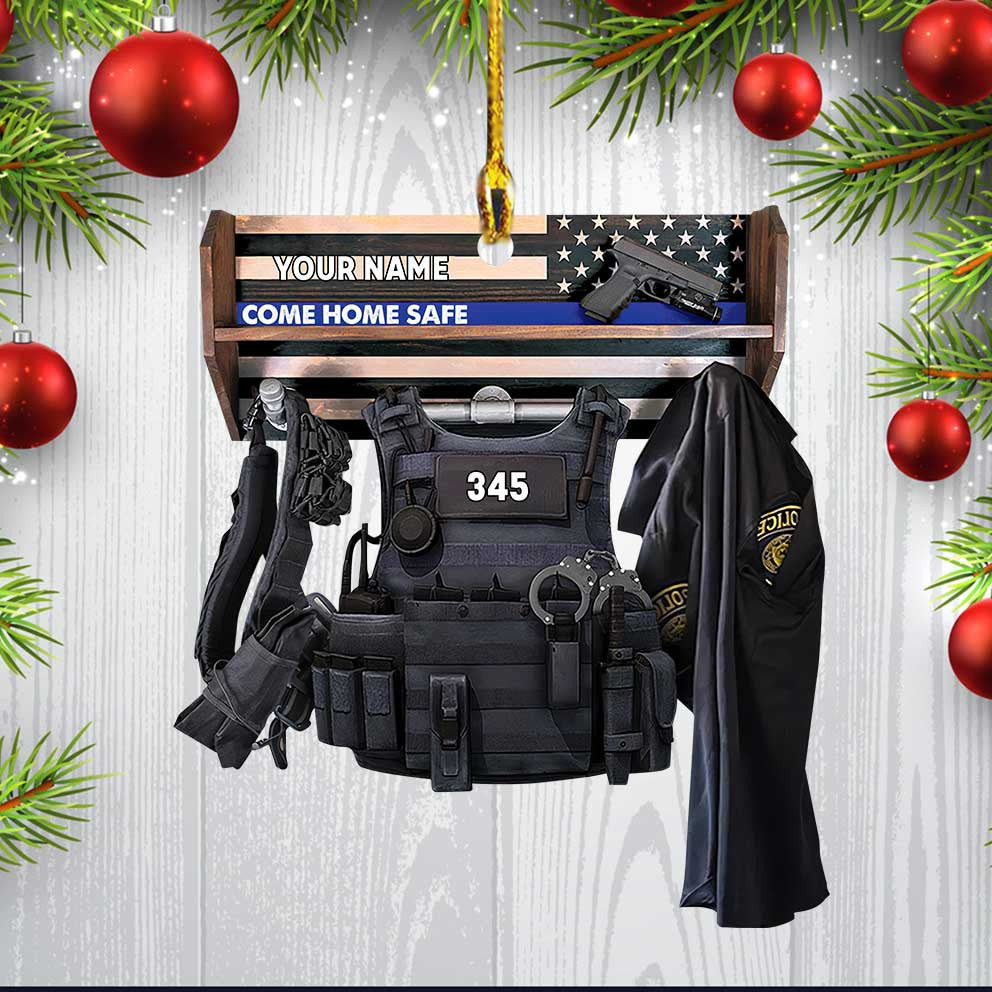 Police Storage Shelf Come Home Safe Personalized Acrylic Ornament for Police