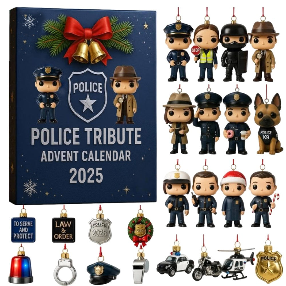 Police Tribute Advent Calendar 2025 With 24 Unique Police Themed Ornaments Christmas Gift