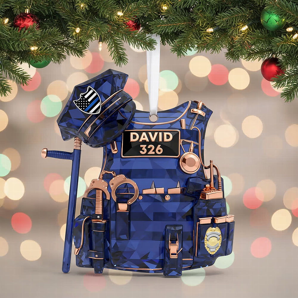 Police Vest Christmas Ornament - Personalized Gifts For Police Officer - Xmas Ornament Gift