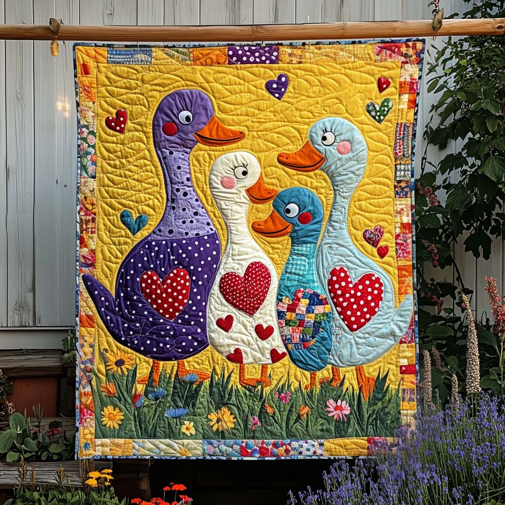 Polka Dot Love Quilted Blanket Duck Gifts For Duck Lovers