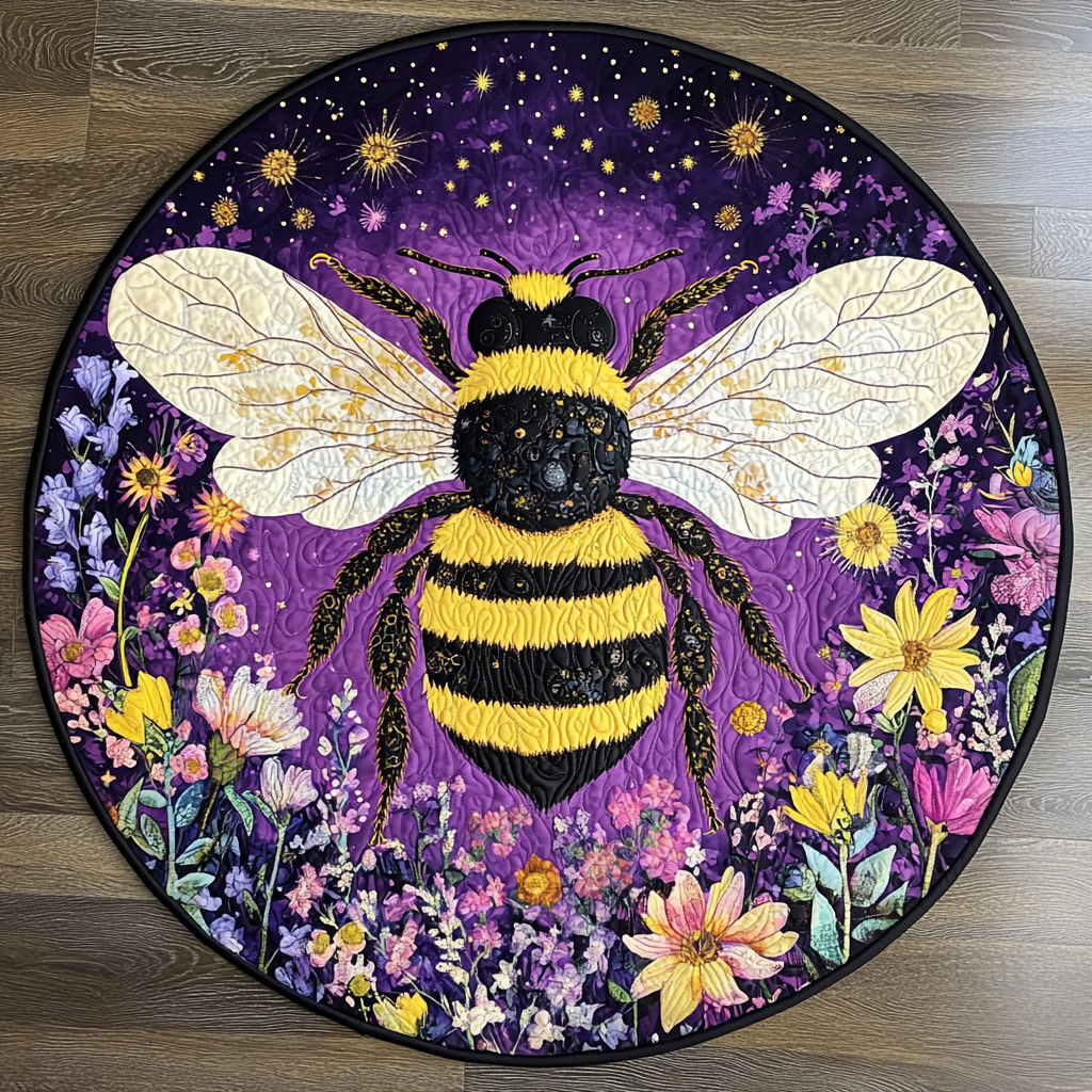 Pollen Dance Quilted Round Mat Front Door Decor Christmas Present For Farmer