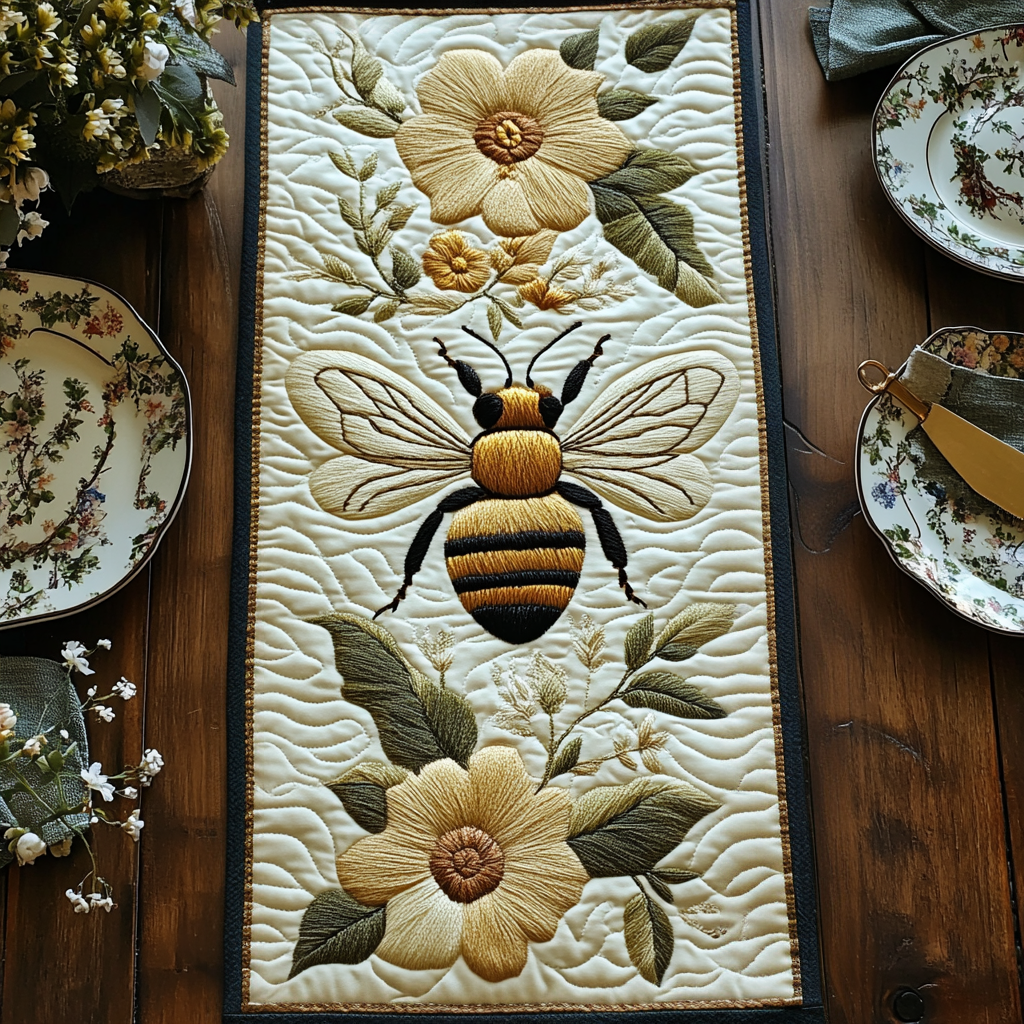 Pollen Thread Quilted Table Runner Kitchen Table Decor Ideas Bee Christmas Gifts
