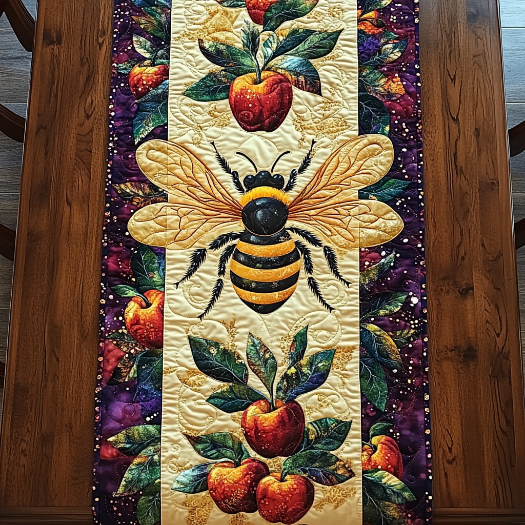 Pollinator Charm Quilted Table Runner Dining Room Table Decor Bee Gifts For Men