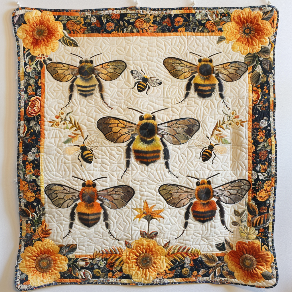 Pollinator's Paradise Bee Quilted Blanket Cute Fuzzy Blankets