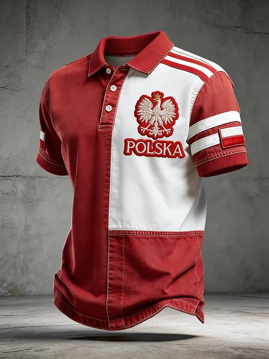 Polska Eagle Emblem Polo Shirt Polish National Pride Fan Apparel Match Day Gear Gift For Poland Lovers