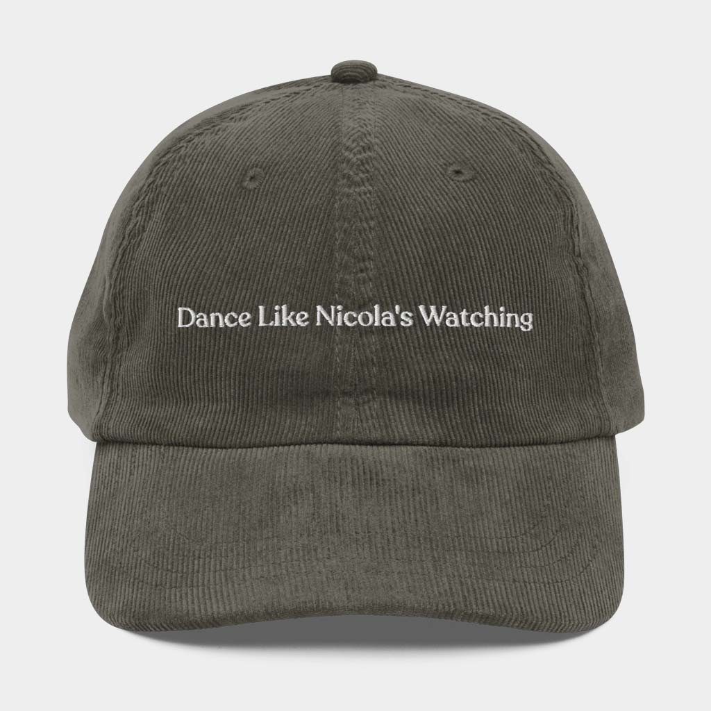Polychrome Goods Merch Dance Like Nicola's Watching Embroidered Corduroy Hat Gifts For Him Polychrome Goods Merch Dance Like Nicola's Watching Embroidered Corduroy Hat Gifts For Him