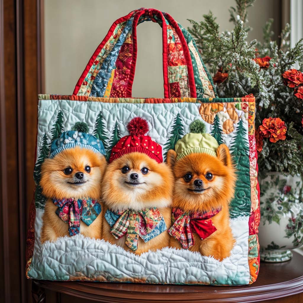 Pom Forest Friends Quilted Tote Bag Best Christmas Gifts For Women