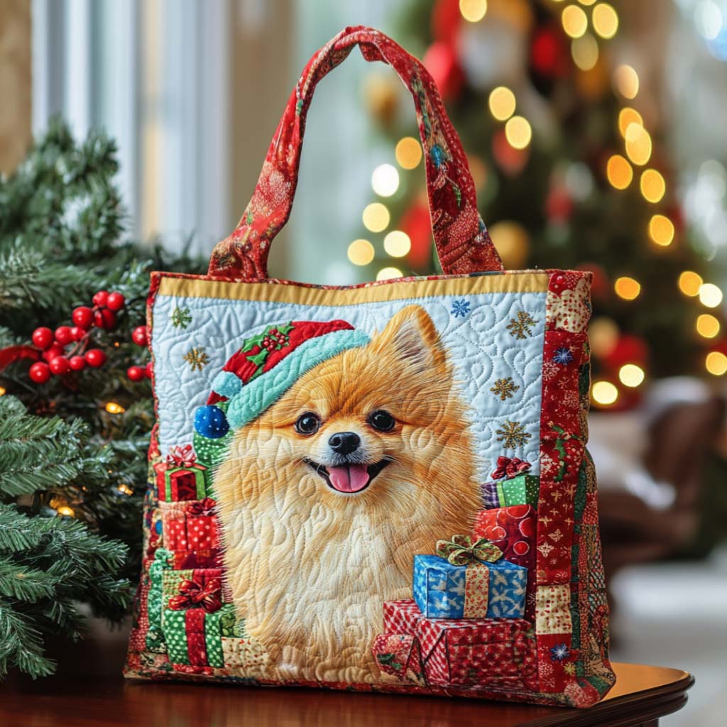 Pom Gift Time Quilted Tote Bag Christmas Gift Ideas For Coworkers