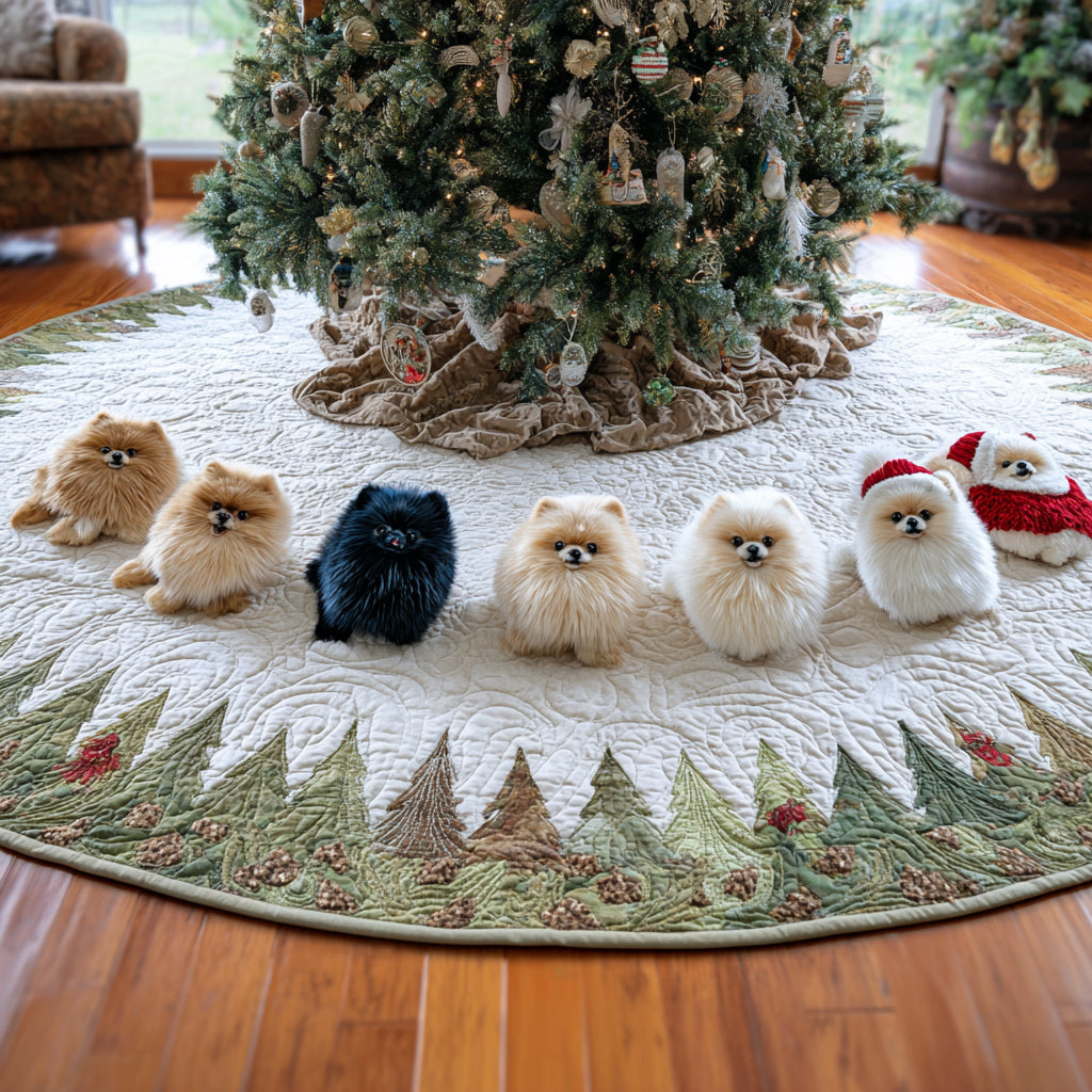 Pom Wonderland Christmas Quilted Tree Skirt Xmas Decorations Best Presents For Dog Lovers
