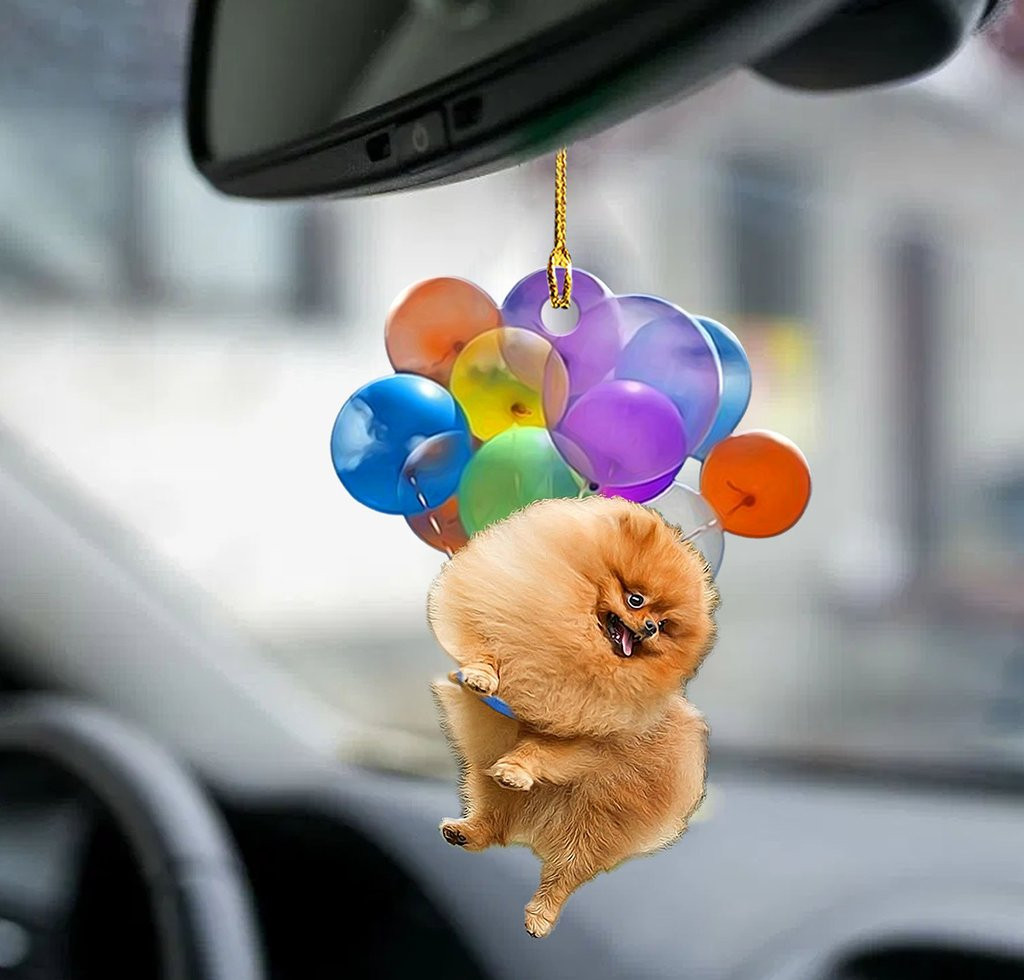 Pomeranian Dog Fly With Bubbles Car Hanging Ornament Dog Ornament Lasfour