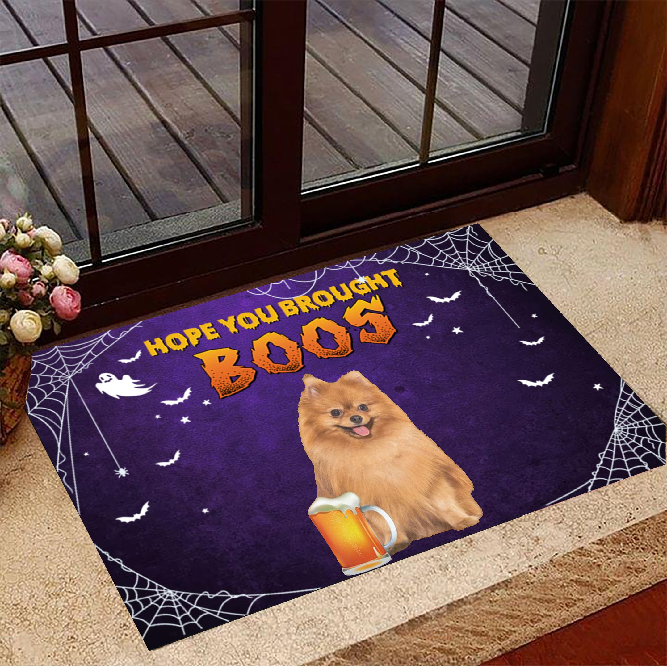 Pomeranian Hope You Brought Boos Doormat Beer Doormat Best Halloween Decorations