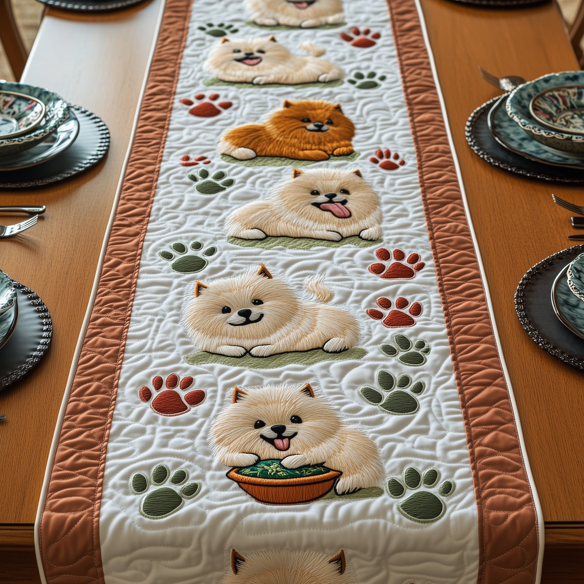 Pomeranian Quilted Table Runner Special Occasion Table Runner Gift