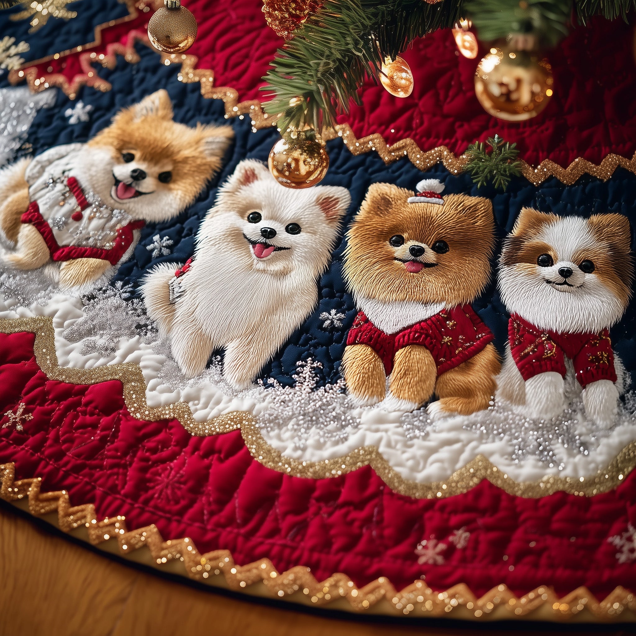 Pomeranian Quilted Tree Skirt Best Gift Merch For Him