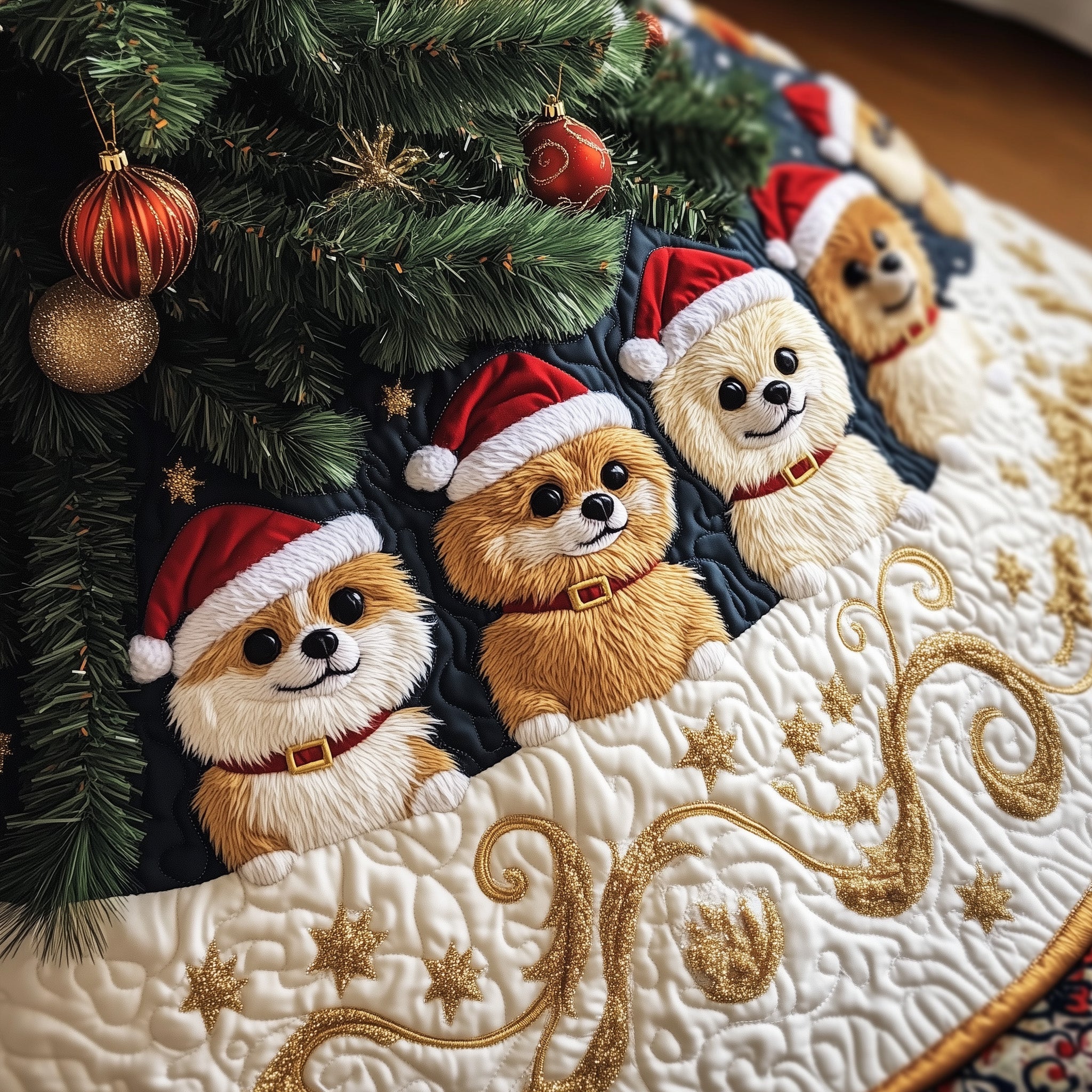 Pomeranian Quilted Tree Skirt Meaningful Anniversary Gift Merch