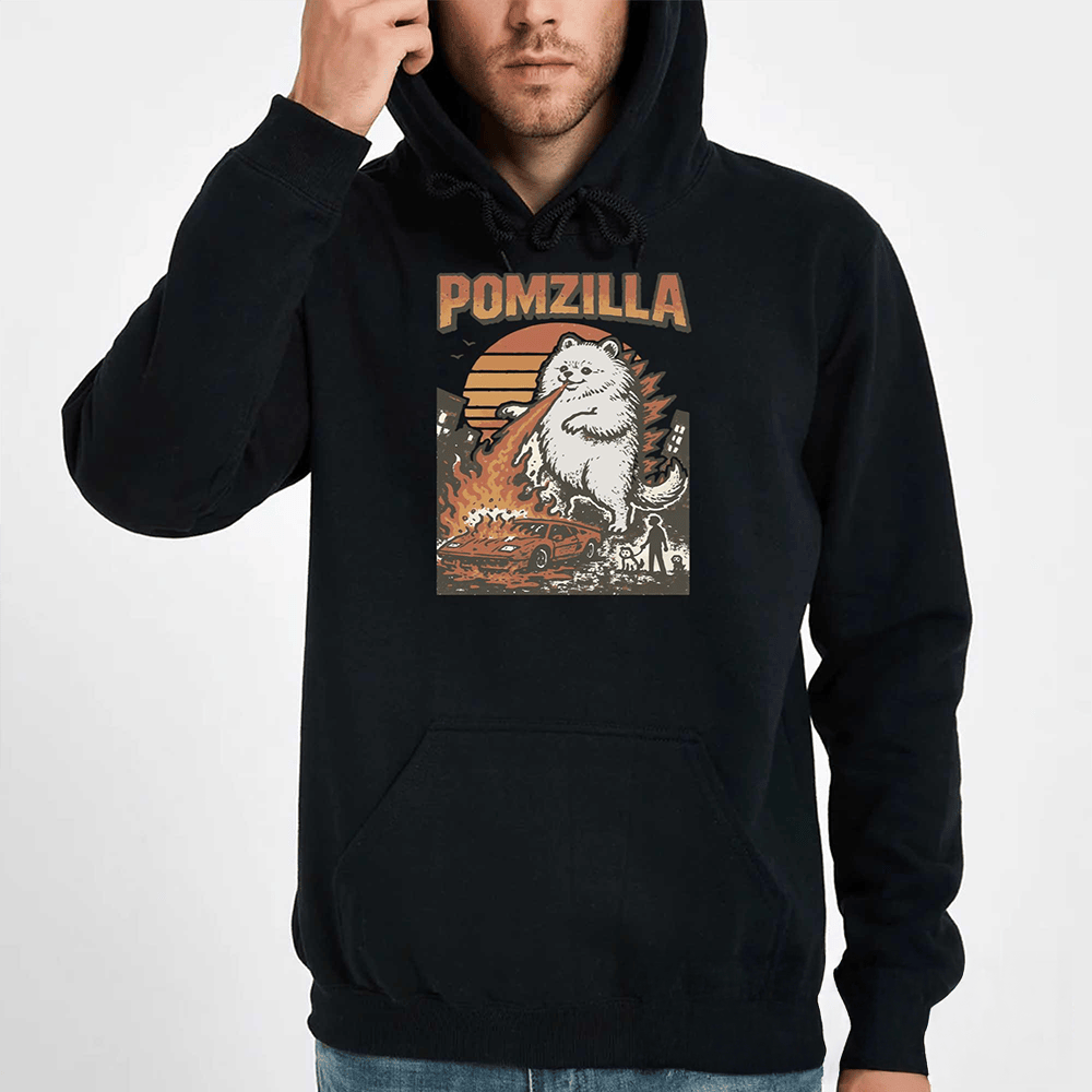Pomzilla Pomeranian Hoodie Funny Graphic Trendy Clothing Gifts For Brothers