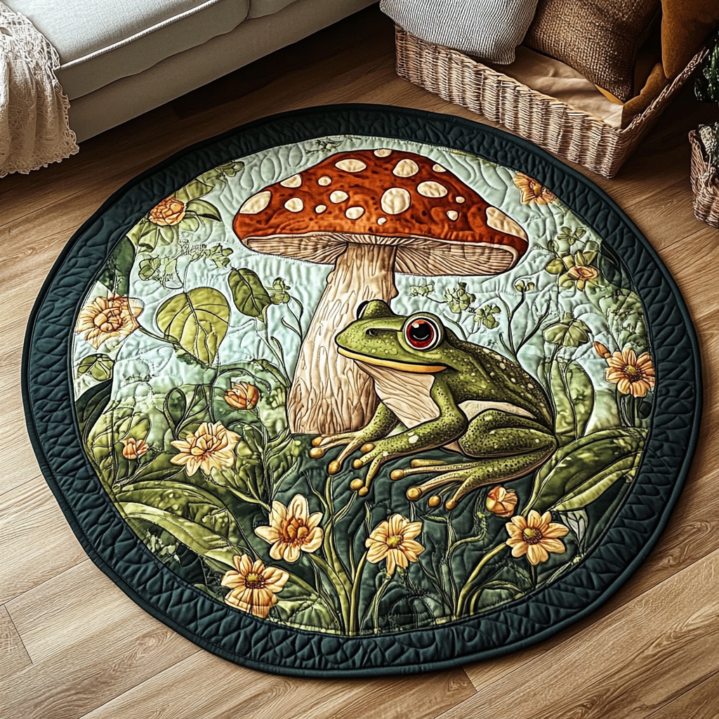 Pond Bloom Quilted Round Mat Front Entryway Ideas Cute Frog Things To Buy