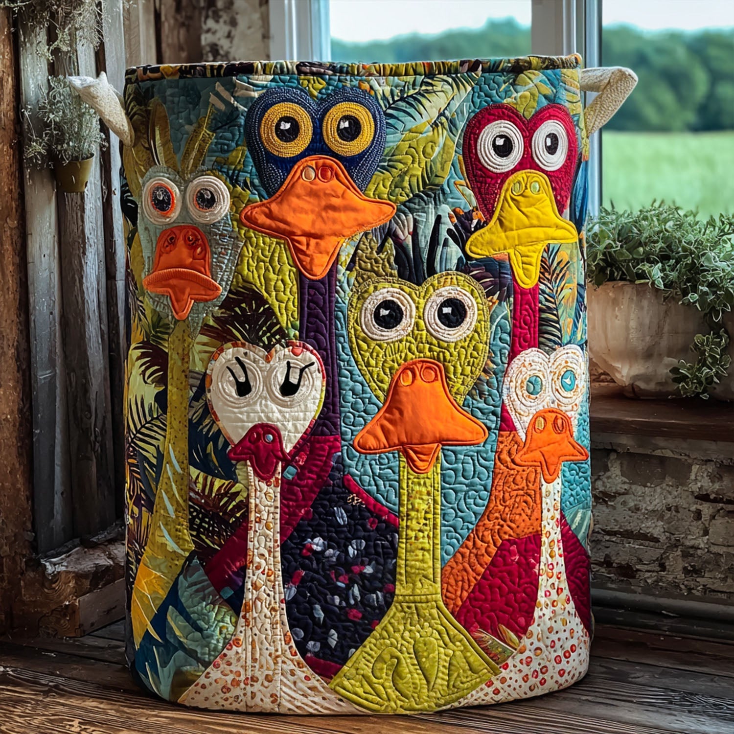 Pond Party Quilted Laundry Basket Everyday Merch Choice