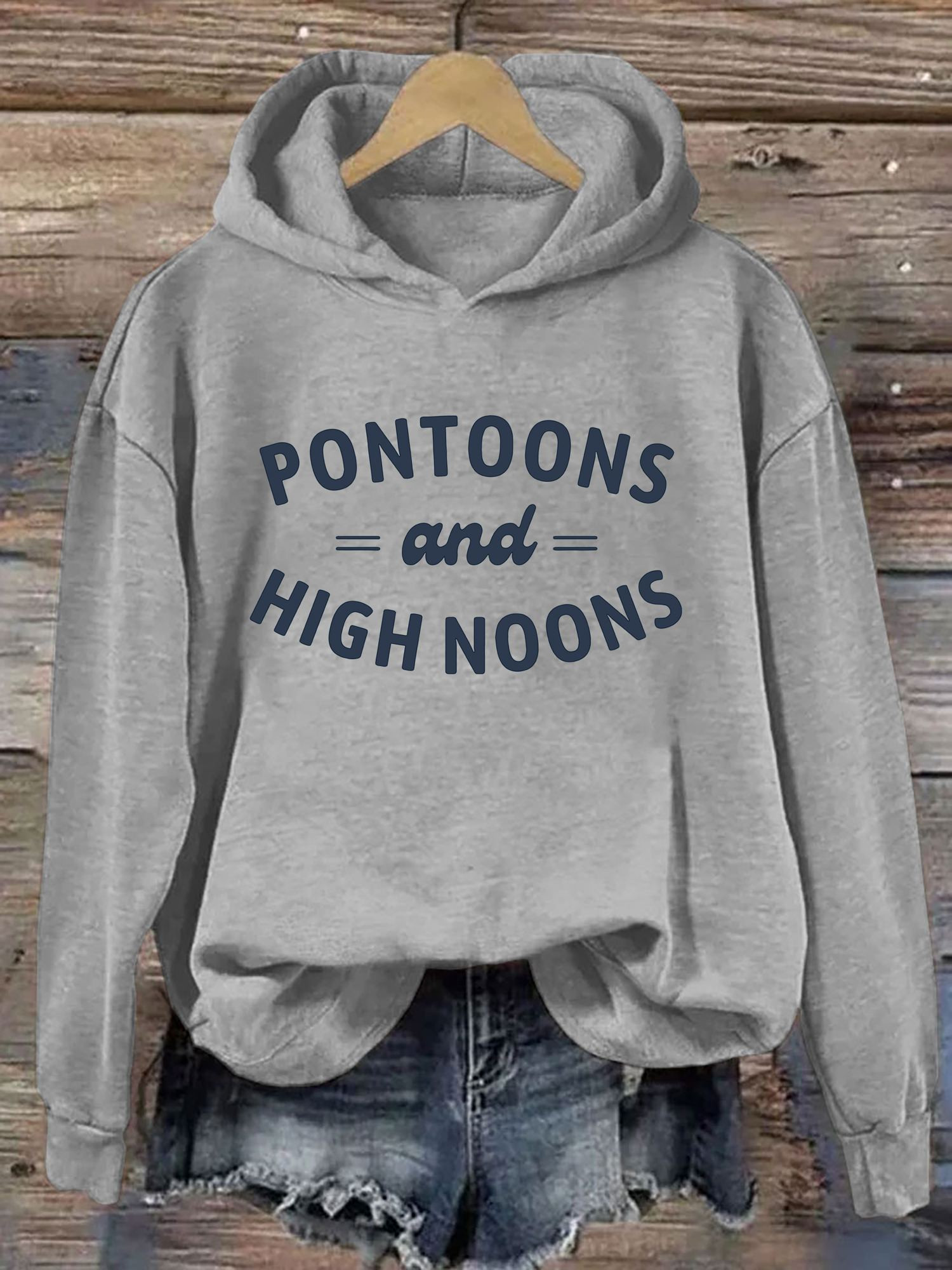 Pontoons And High Noons Hoodie Novelty Graphic Funny Hoodie Xmas Gifts For Her
