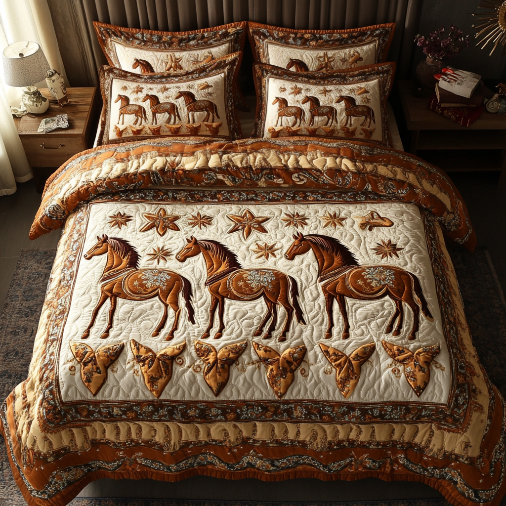 Pony Dreams Quilted Bedding Set Warm and Elegant Bedding Gift Set for Every Home