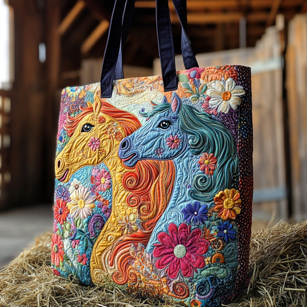 Pony Groove Quilted Tote Bag Gift For Horse Lover Woman