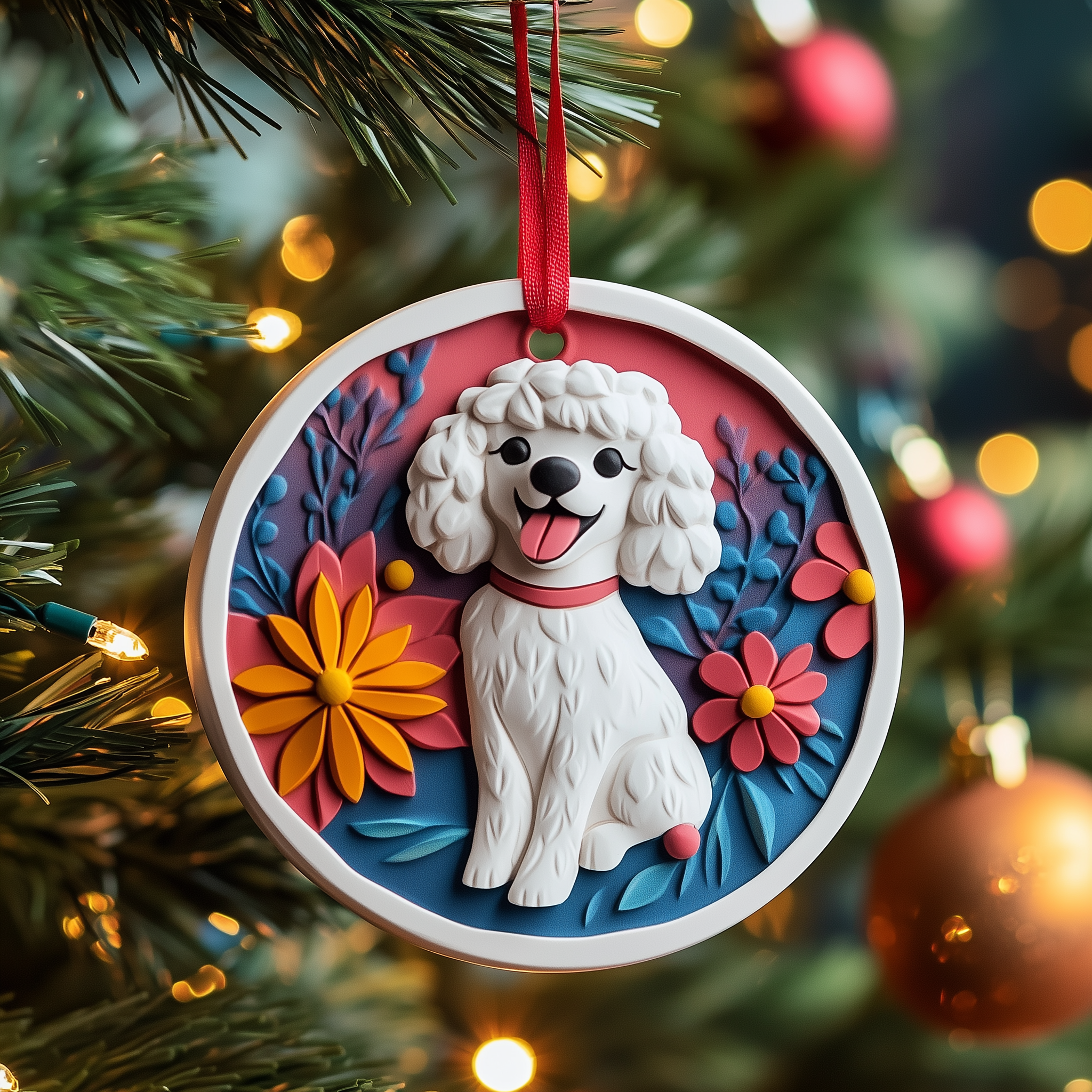 Poodle Acrylic Ornament Christmas Ornament for Friends