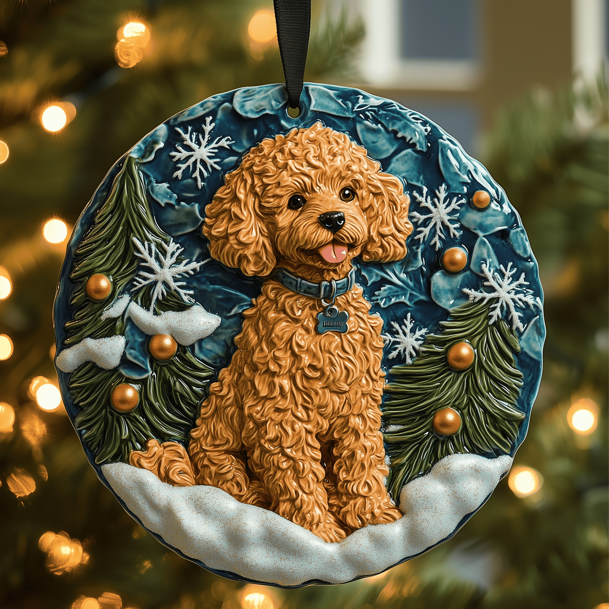 Poodle Mica Ornament Feel the Holidays Come to Life with Our Ornaments