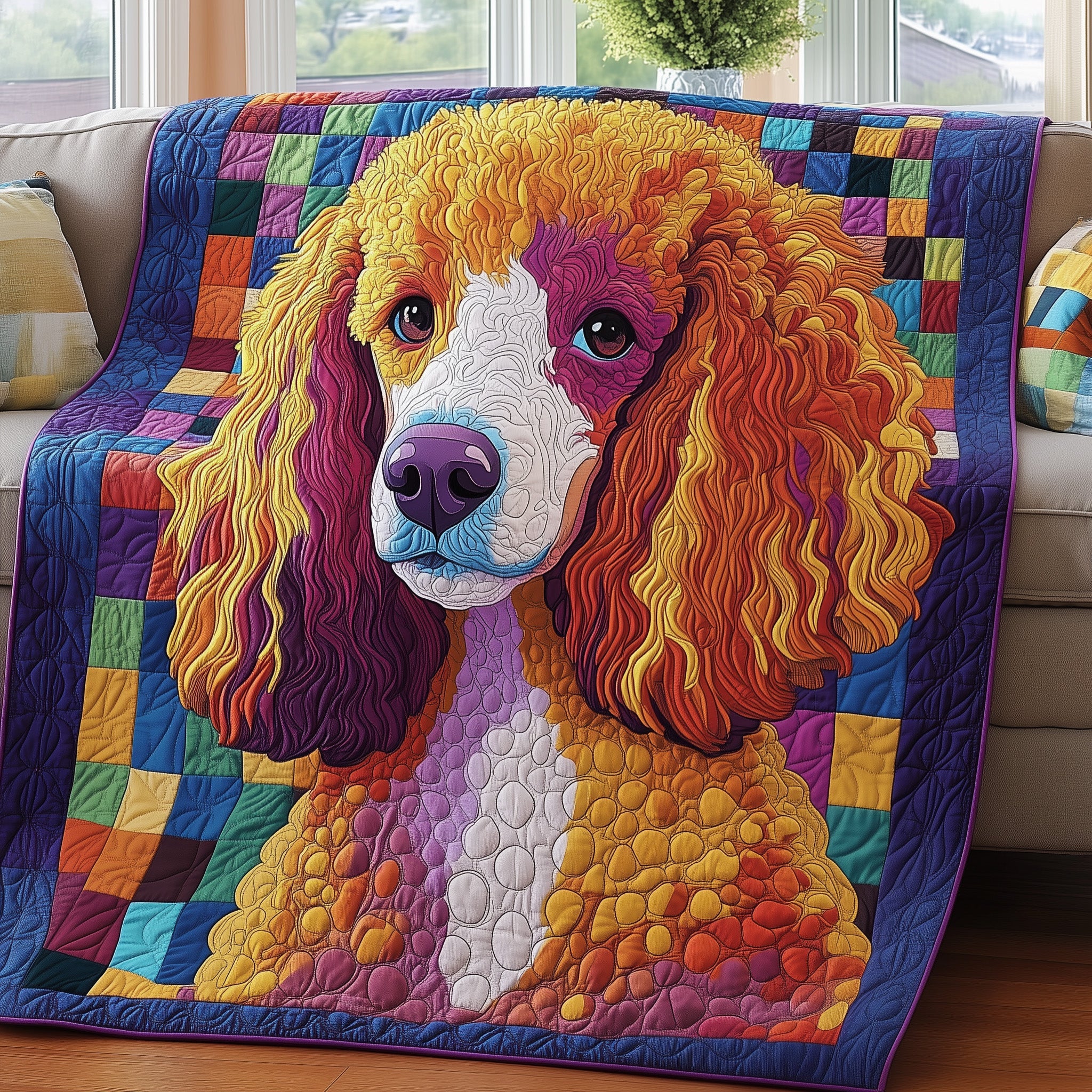 Poodle Quilted Blanket Nice Throw BlanketChristmas Gifts For Dog Owners