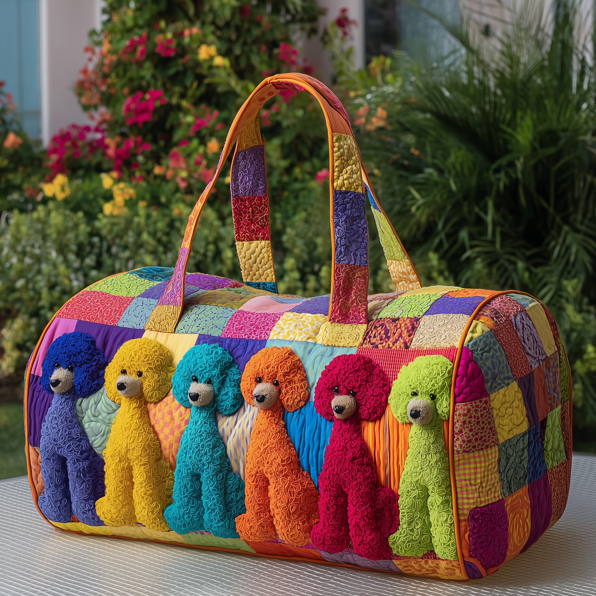 Poodle Quilted Duffle Bag For Office And Campus