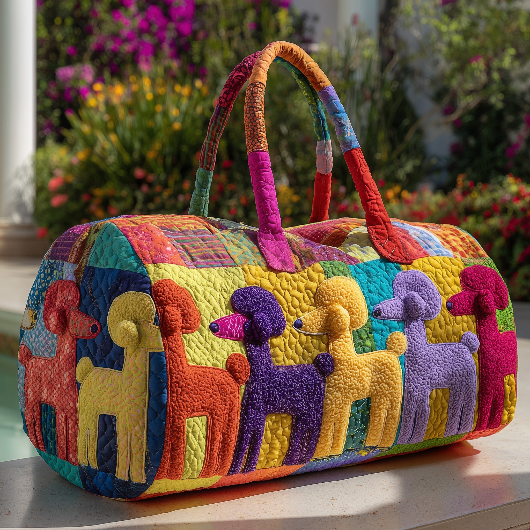 Poodle Quilted Duffle Bag For School And Gym