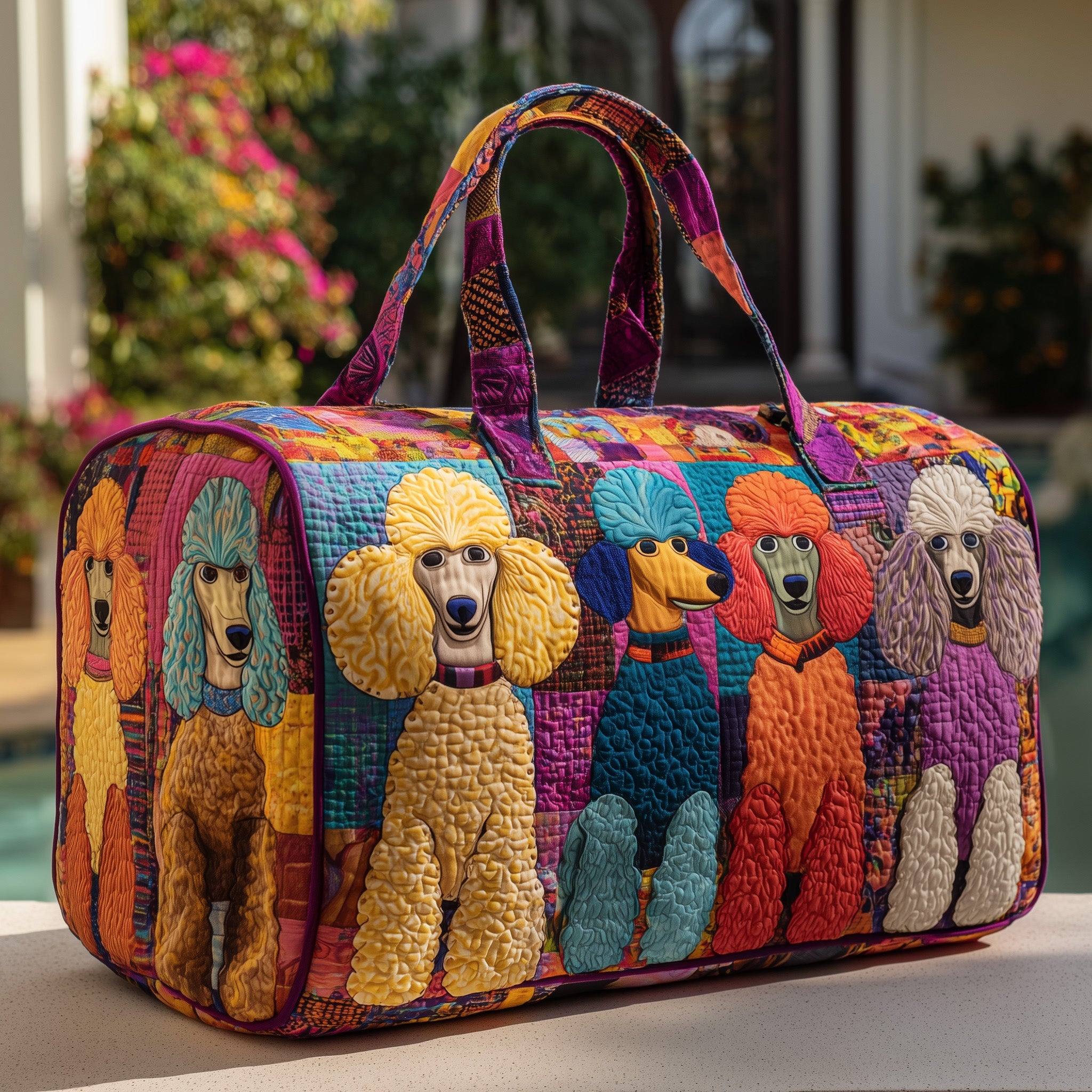 Poodle Quilted Duffle Bag For Weekend Trips