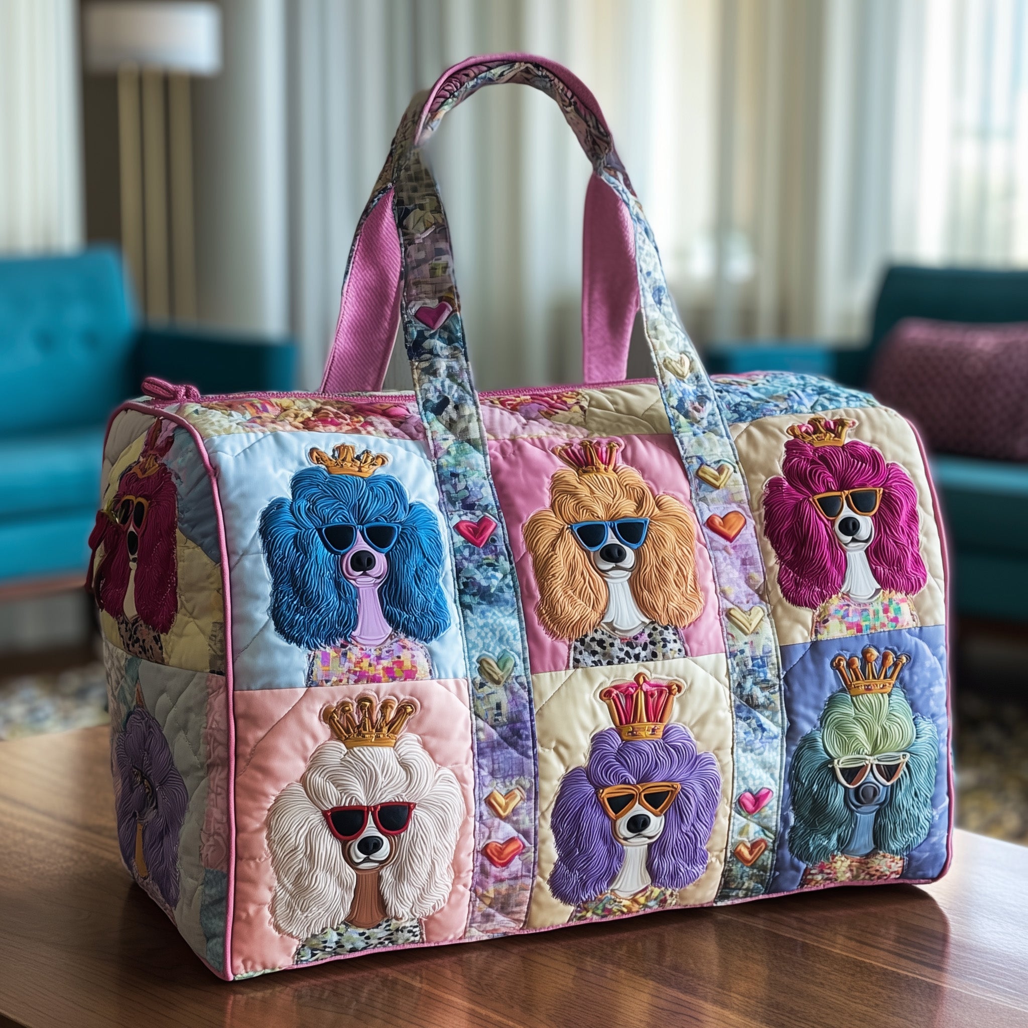 Poodle Quilted Duffle Bag Travel Friendly Design