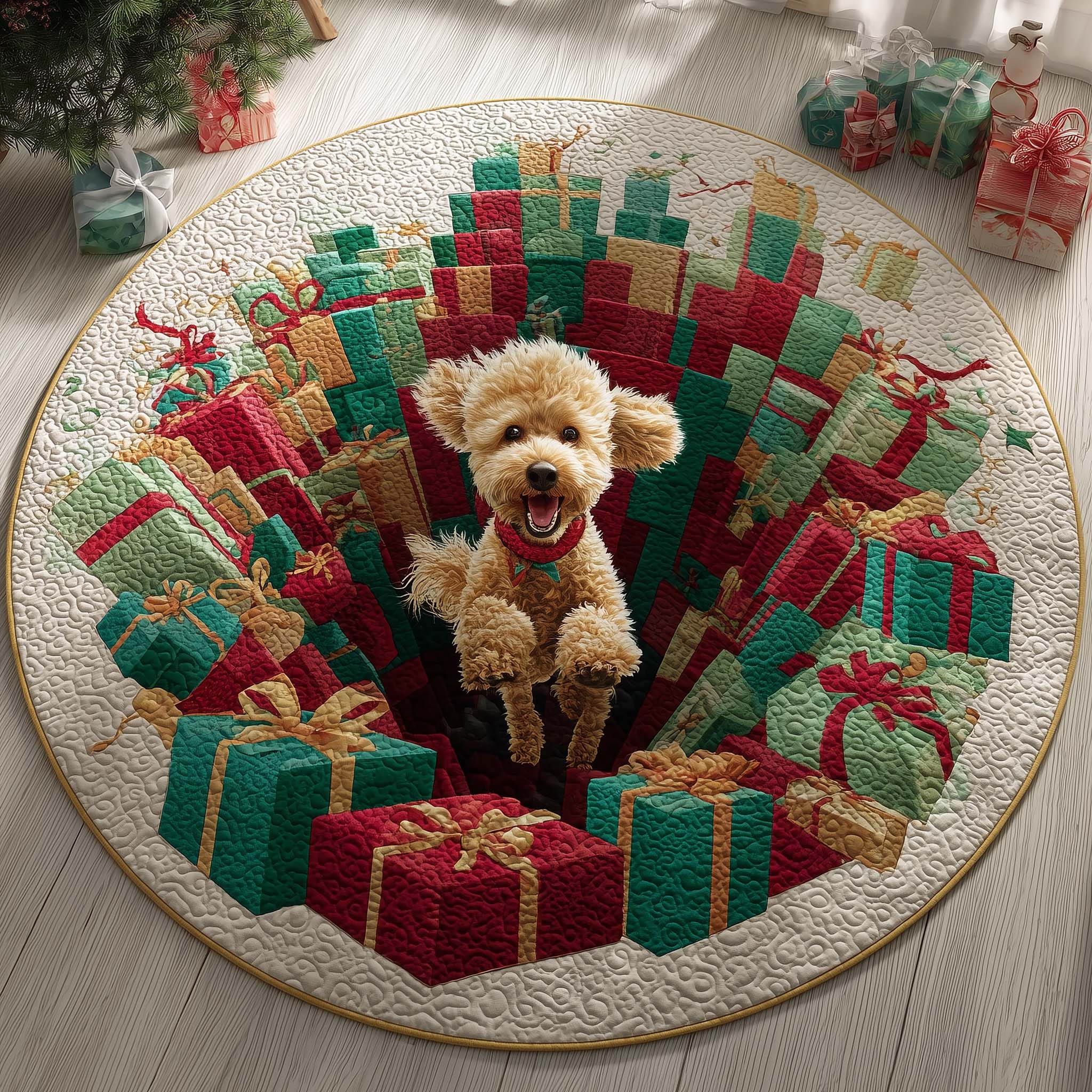 Poodle Quilted Round Mat Gftoqm83 Perfect Home Accessory Quilted Round Mat
