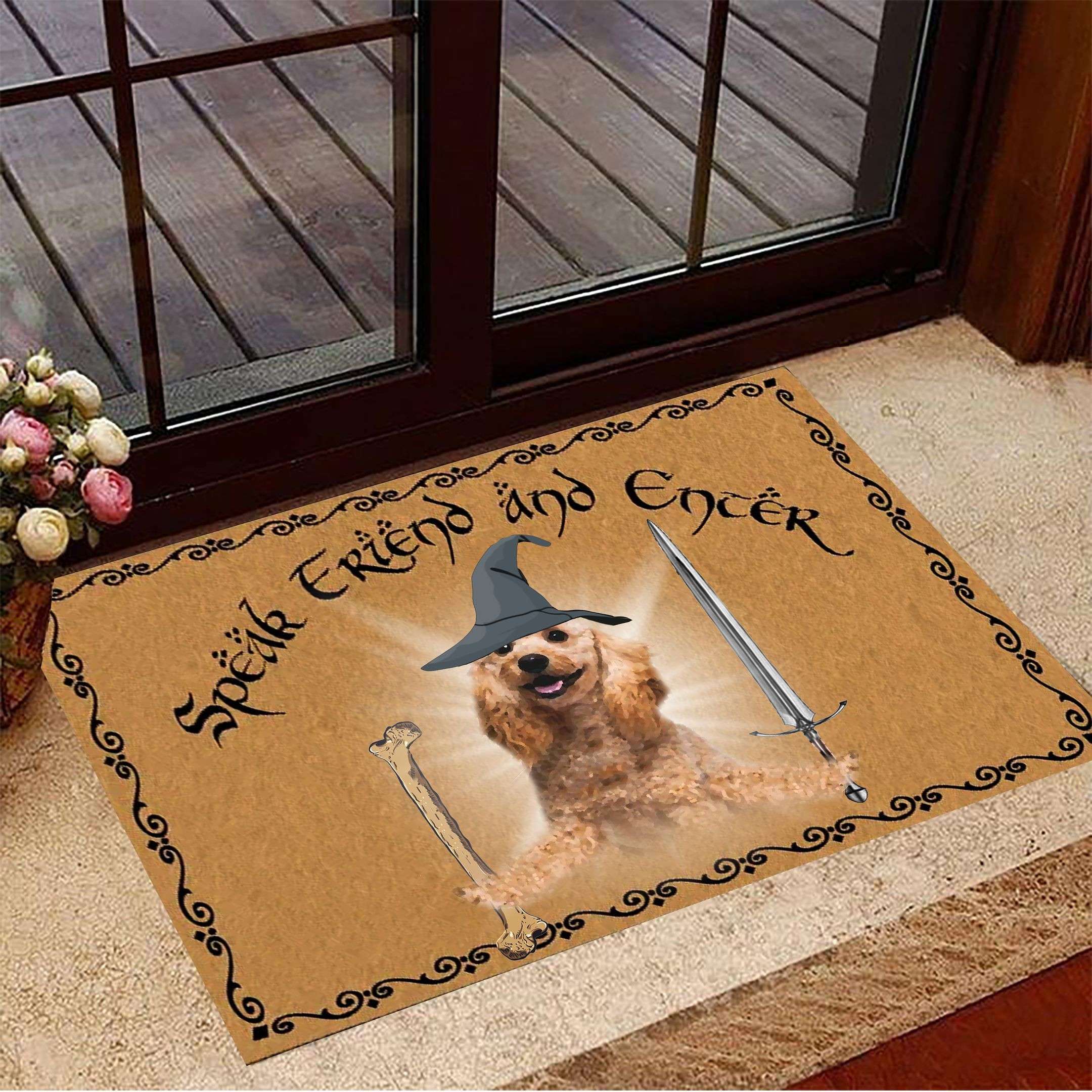 Poodle Speak Friend And Enter Doormat Dog Gandalf Lord Of The Rings Decor Gift For Dog Lovers