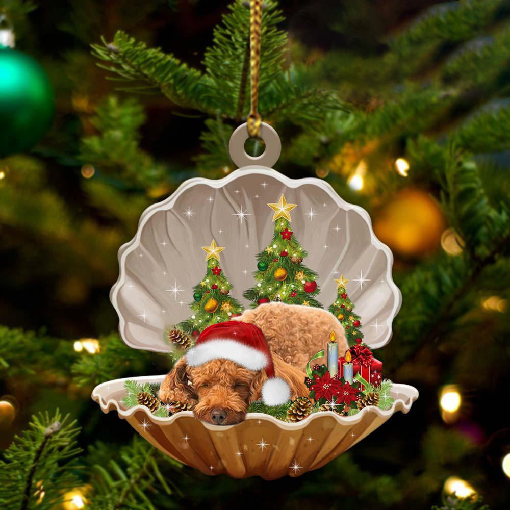 Poodle3 Sleeping in Pearl Dog Christmas Ornament Flat Acrylic