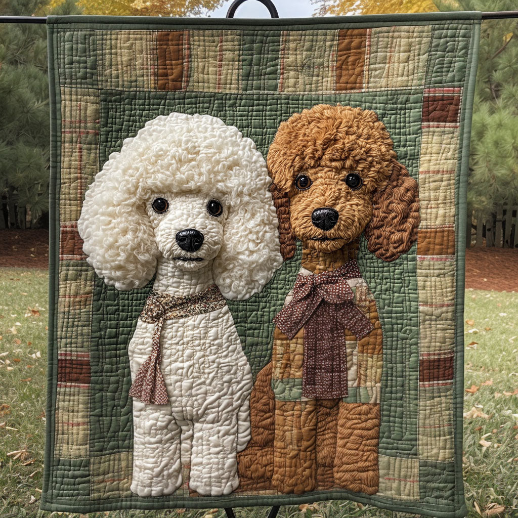 Poodles in Love Quilted Blanket Cute Throw Blanket Presents For Poodle Lovers