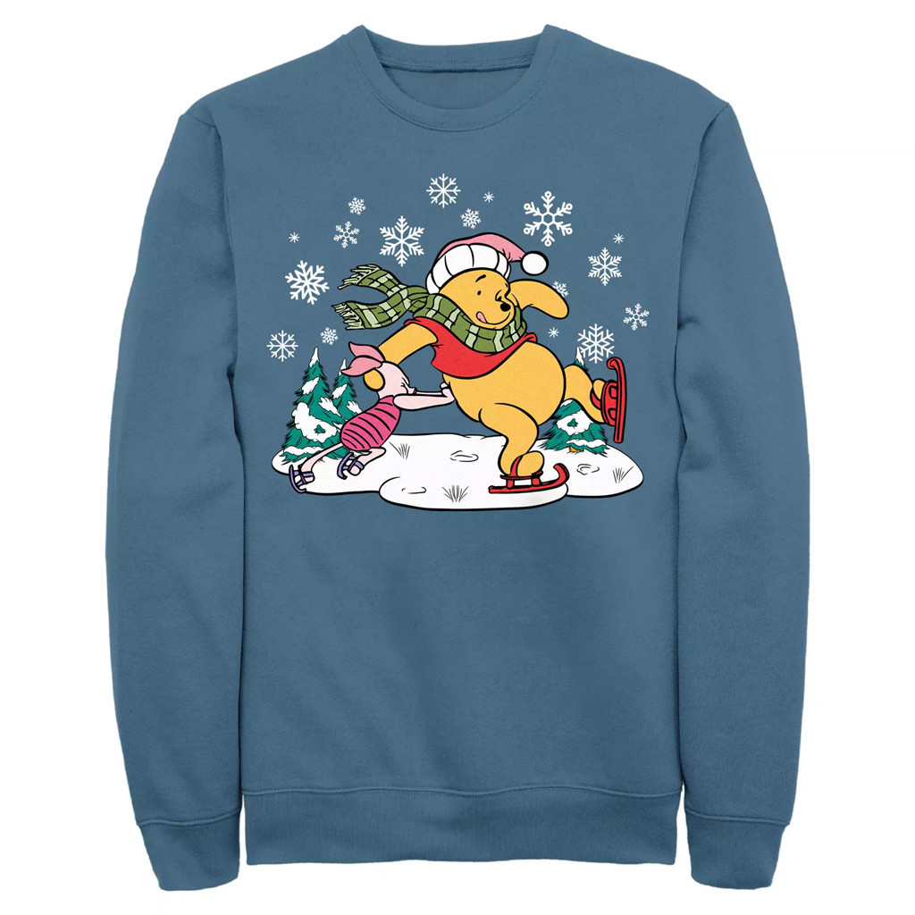 Pooh And Piglet Ice Skating Holiday Sweatshirt Christmas Gifts For Guys